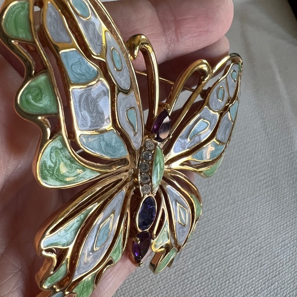 Signed BOB MACKIE Enamel & Rhinestone BUTTERFLY Brooch Pin Stunning Colorful - Picture 8 of 11